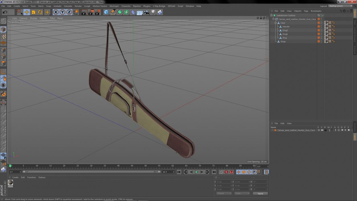 Canvas and Leather Hunter Gun Case 3D model