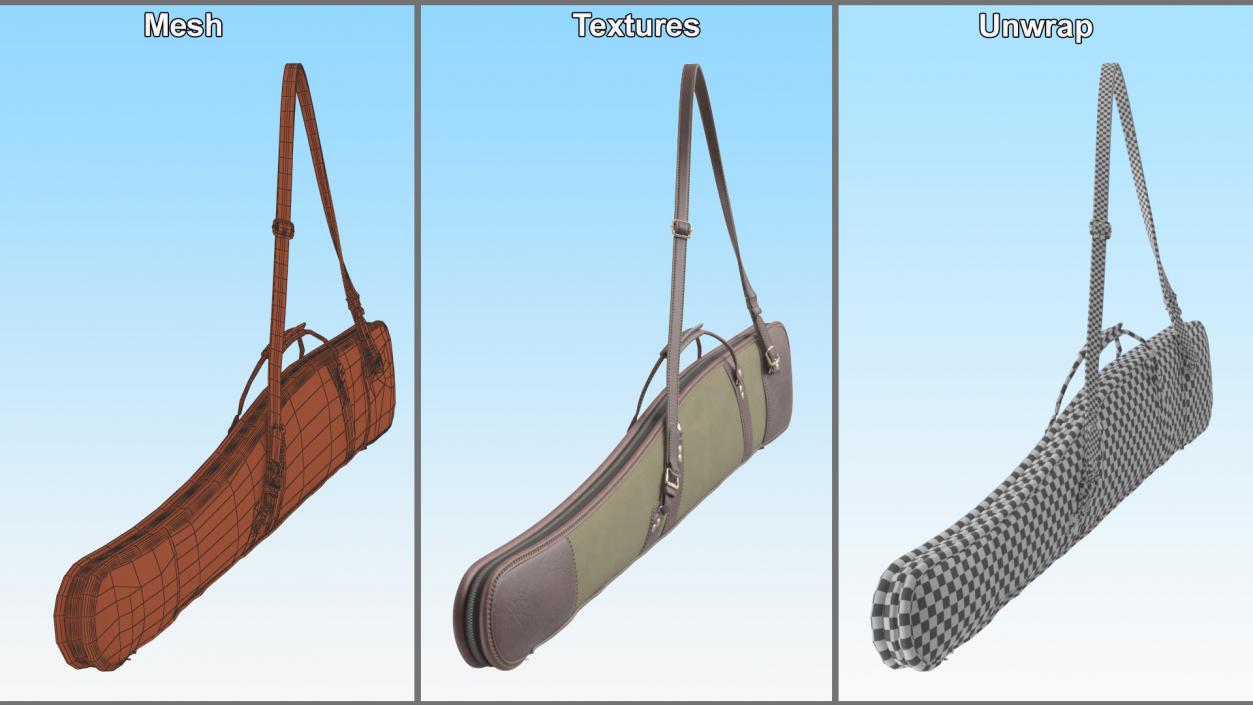 Canvas and Leather Hunter Gun Case 3D model