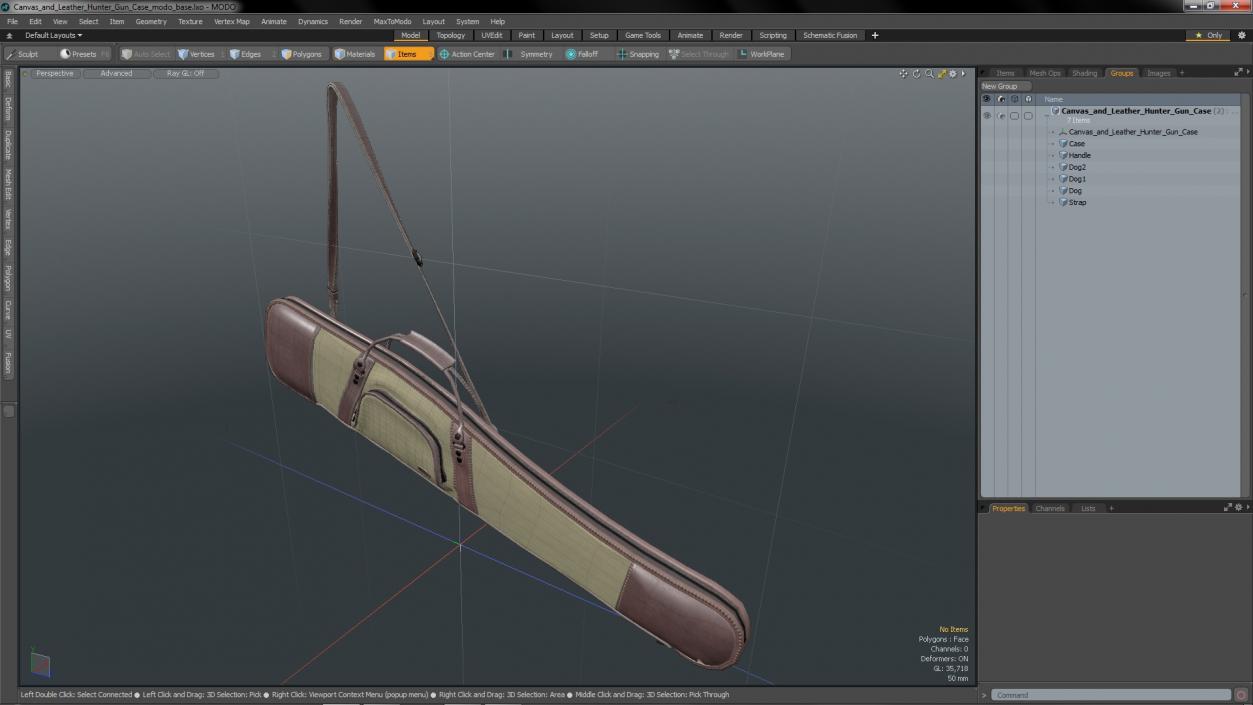 Canvas and Leather Hunter Gun Case 3D model