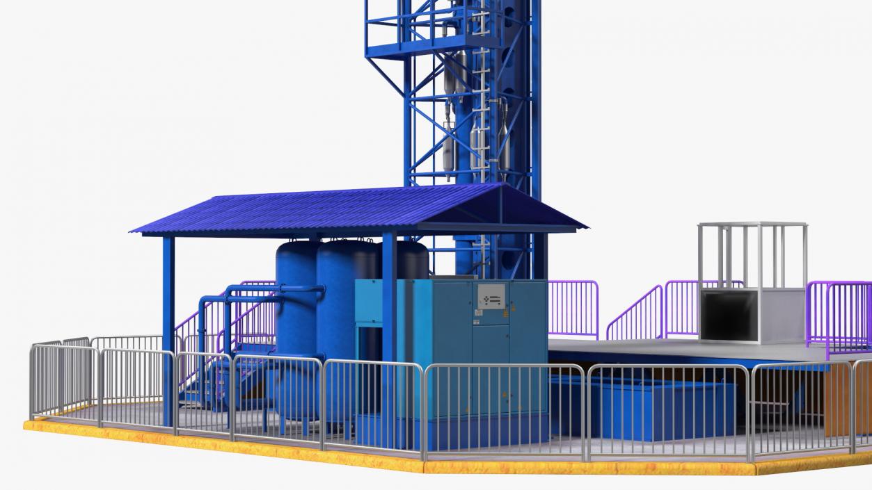 Drop Tower Ride Amusement Park Equipment Rigged 3D