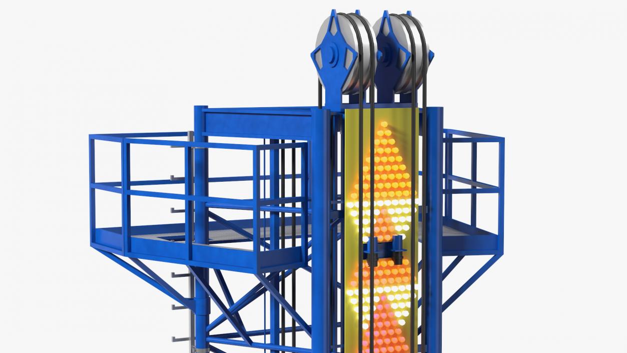 Drop Tower Ride Amusement Park Equipment Rigged 3D