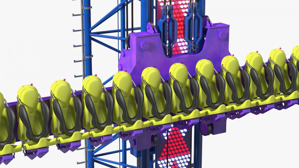 Drop Tower Ride Amusement Park Equipment Rigged 3D