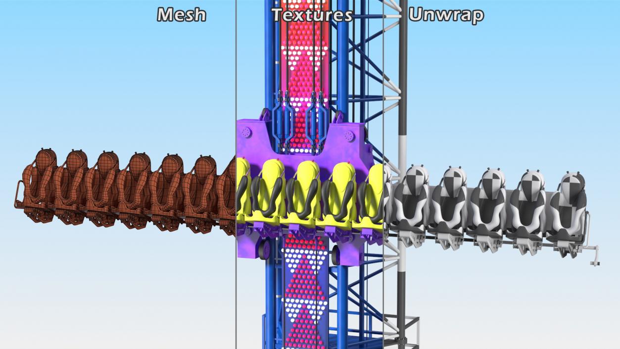 Drop Tower Ride Amusement Park Equipment Rigged 3D