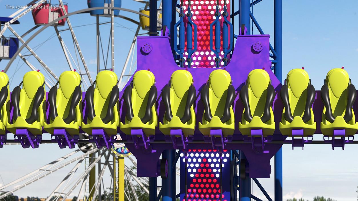 Drop Tower Ride Amusement Park Equipment Rigged 3D