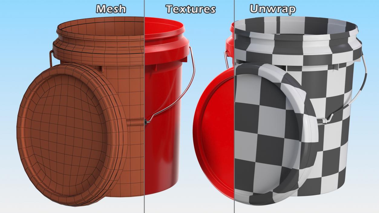 Food Grade 20L Plastic Bucket 3D model