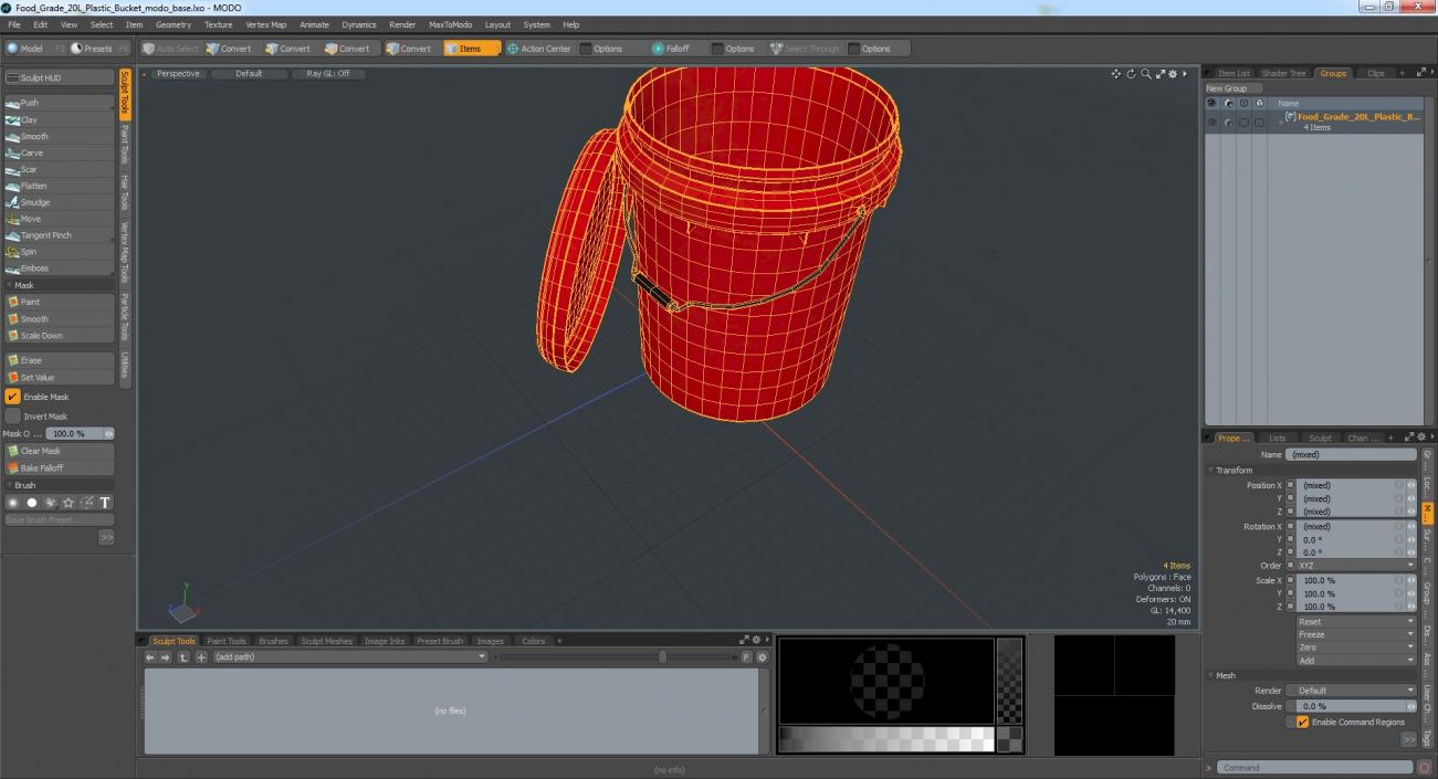 Food Grade 20L Plastic Bucket 3D model