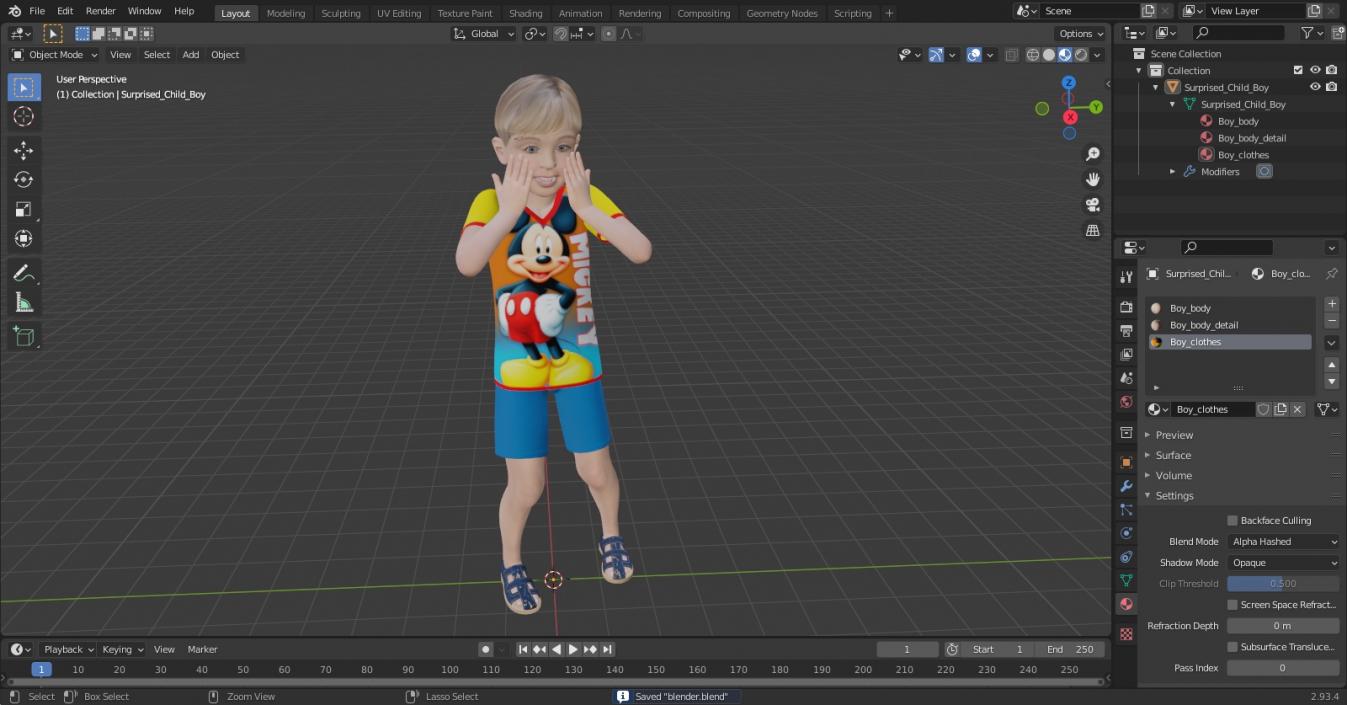 Surprised Child Boy 3D model