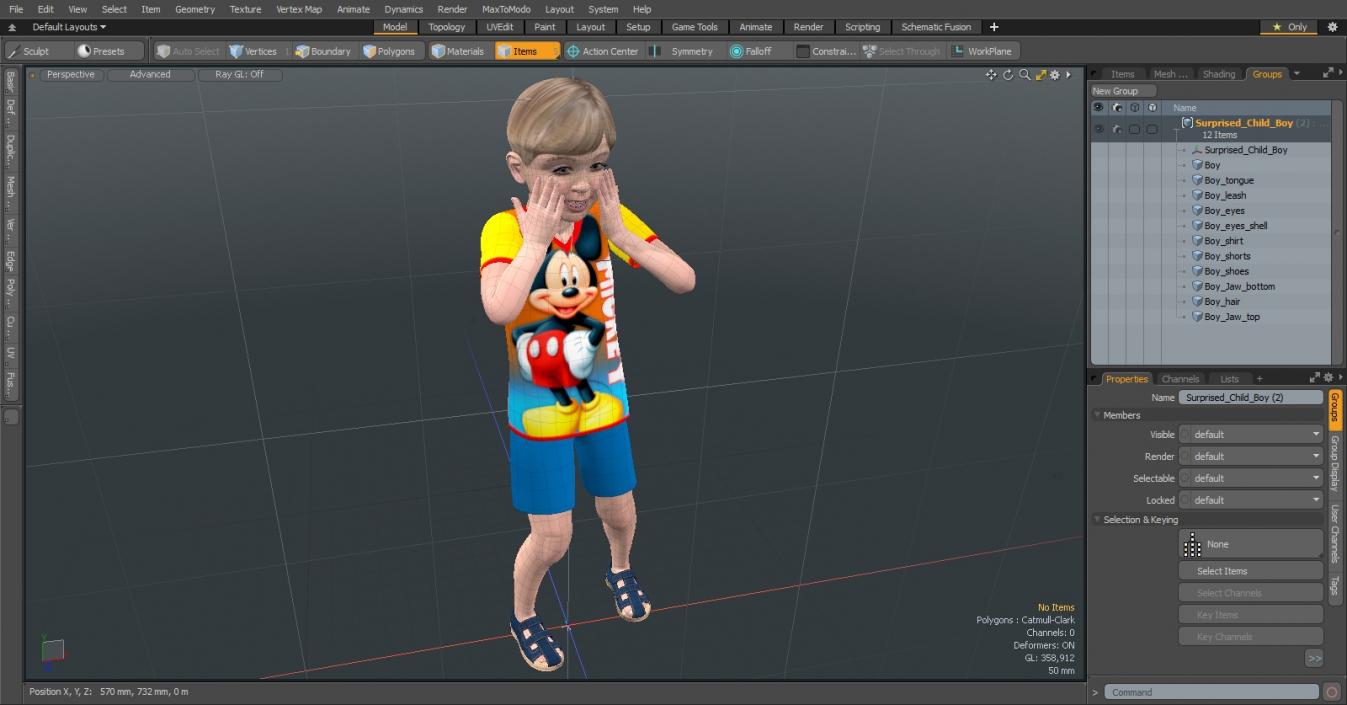 Surprised Child Boy 3D model