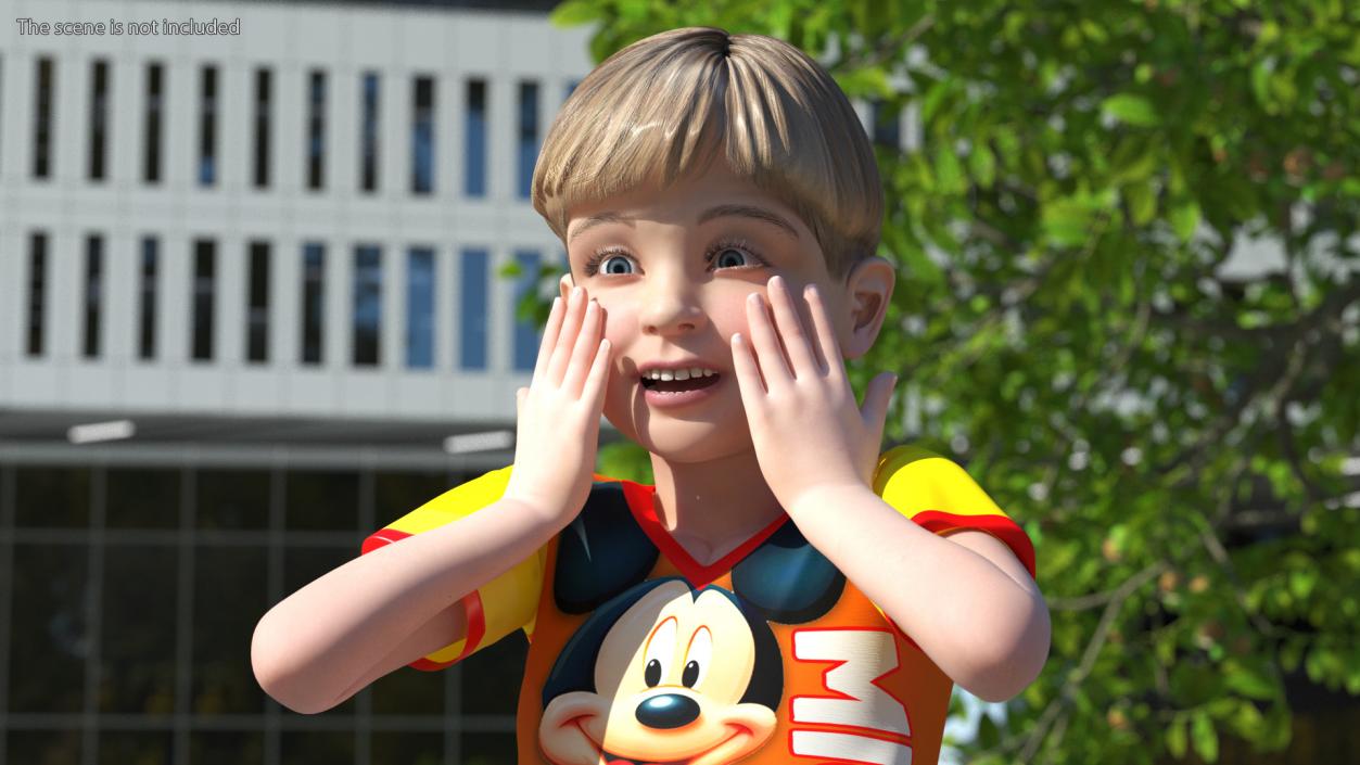 Surprised Child Boy 3D model