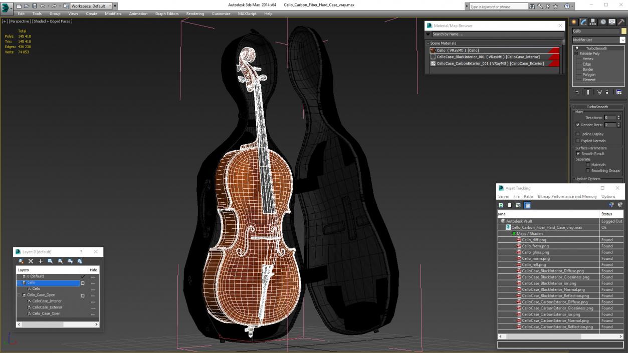 3D Cello Carbon Fiber Hard Case model