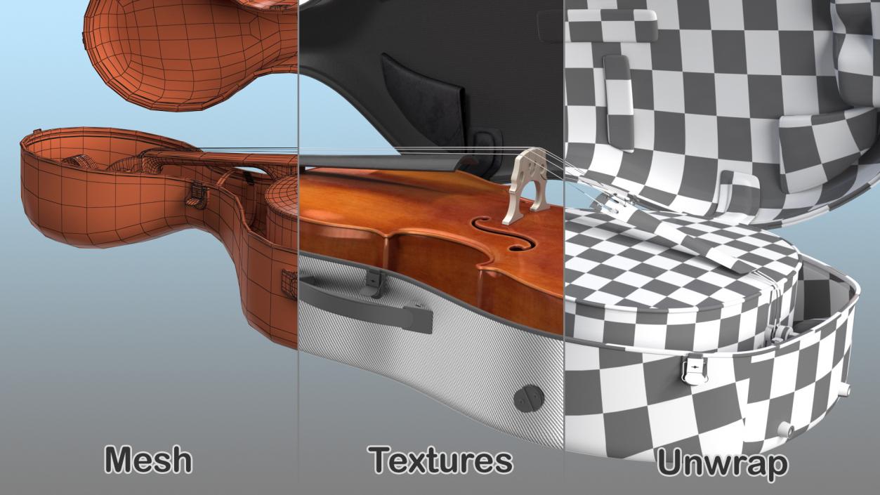 3D Cello Carbon Fiber Hard Case model