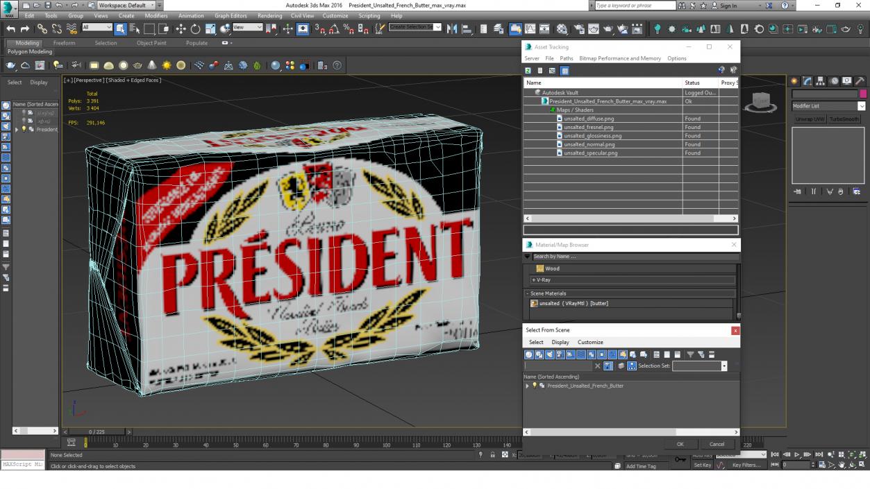 President Unsalted French Butter 3D