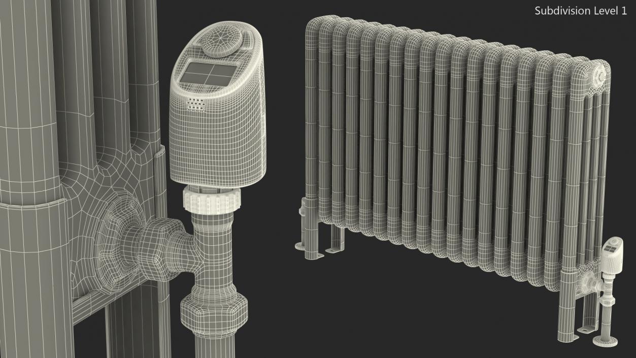 3D model Central Heating Radiator with Thermostat