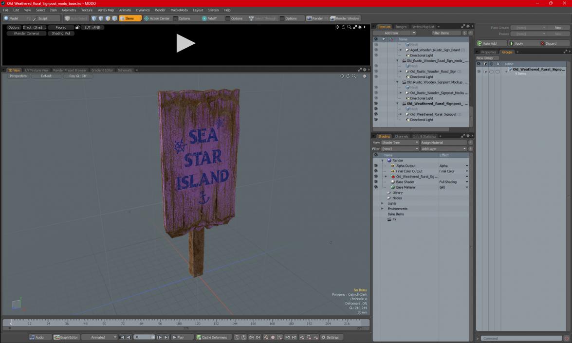 3D Old Weathered Rural Signpost model