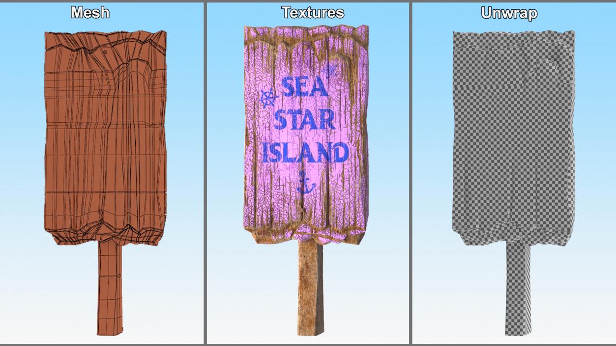 3D Old Weathered Rural Signpost model