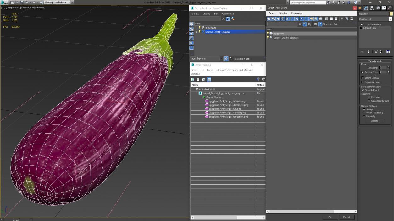 3D model Striped Graffiti Eggplant