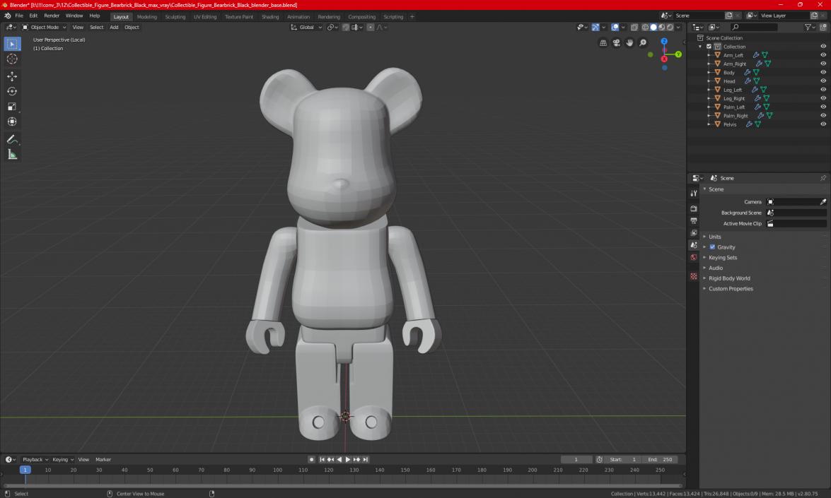 Collectible Figure Bearbrick Black for 3D Print 2 3D model