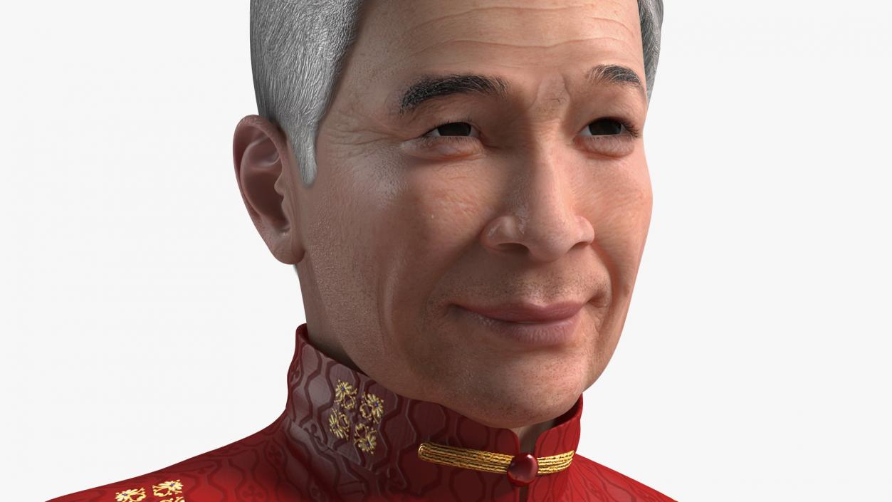 Senior Chinese Man Wearing Traditional Clothing 3D