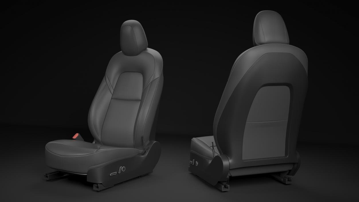 Tesla Model 3 Left Seat Black Leather 3D