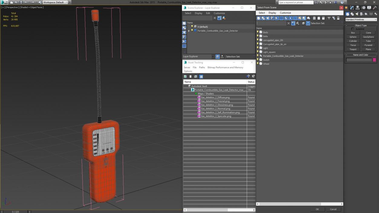 3D Portable Combustible Gas Leak Detector model