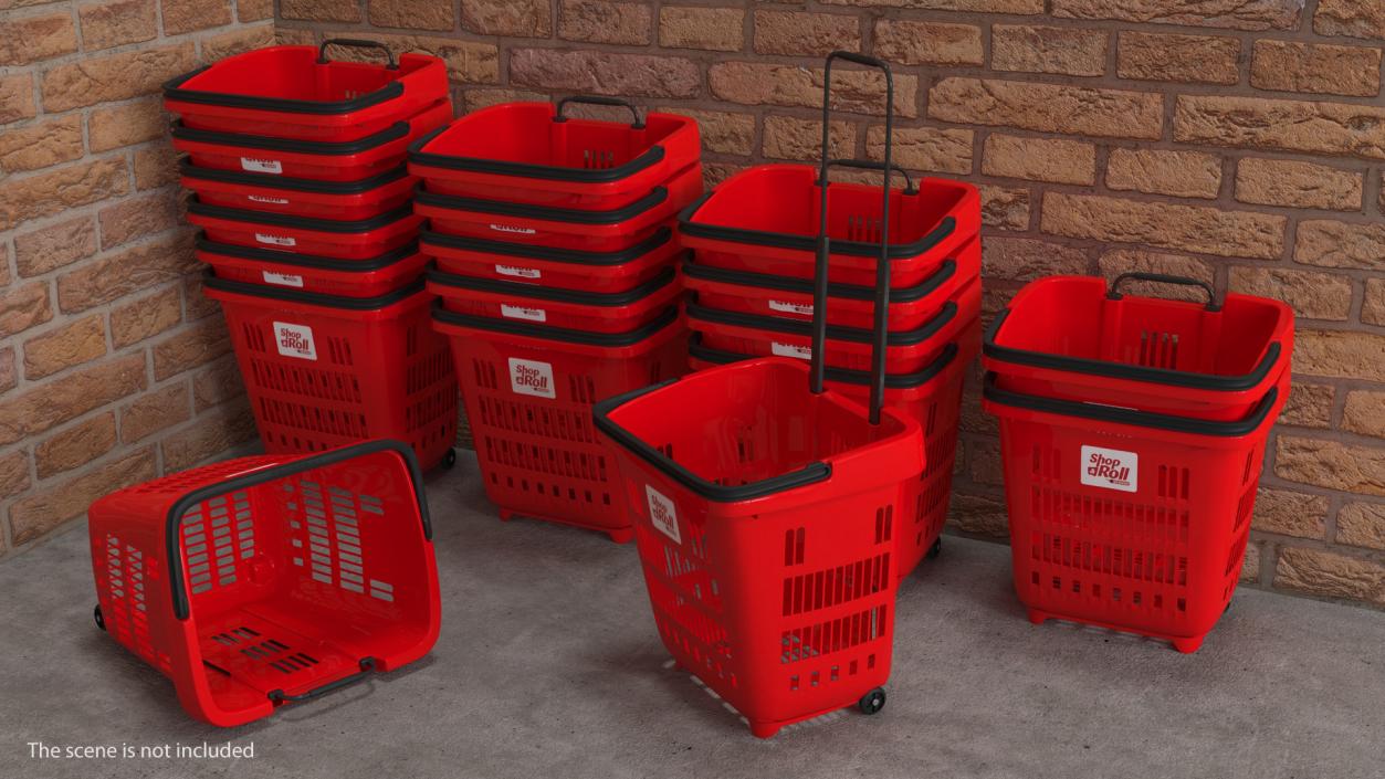 3D Plastic Roll Shopping Basket model