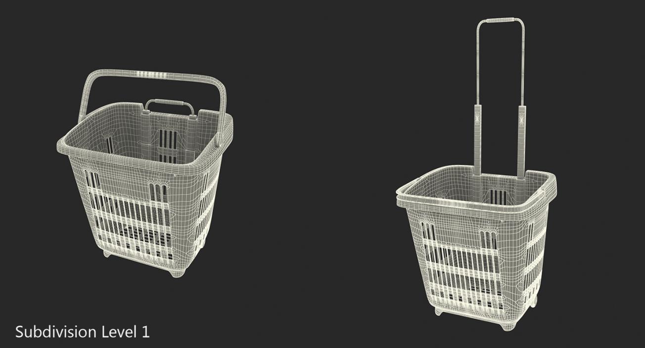 3D Plastic Roll Shopping Basket model