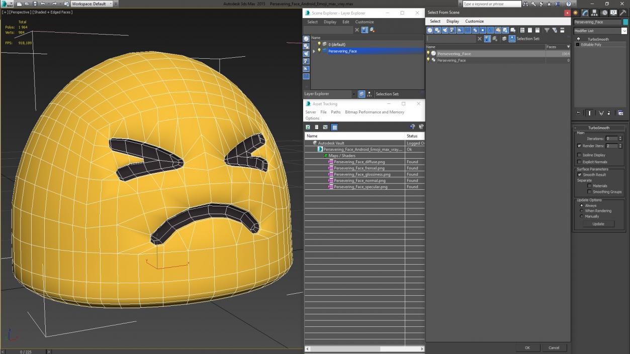 3D model Persevering Face Android Emoji