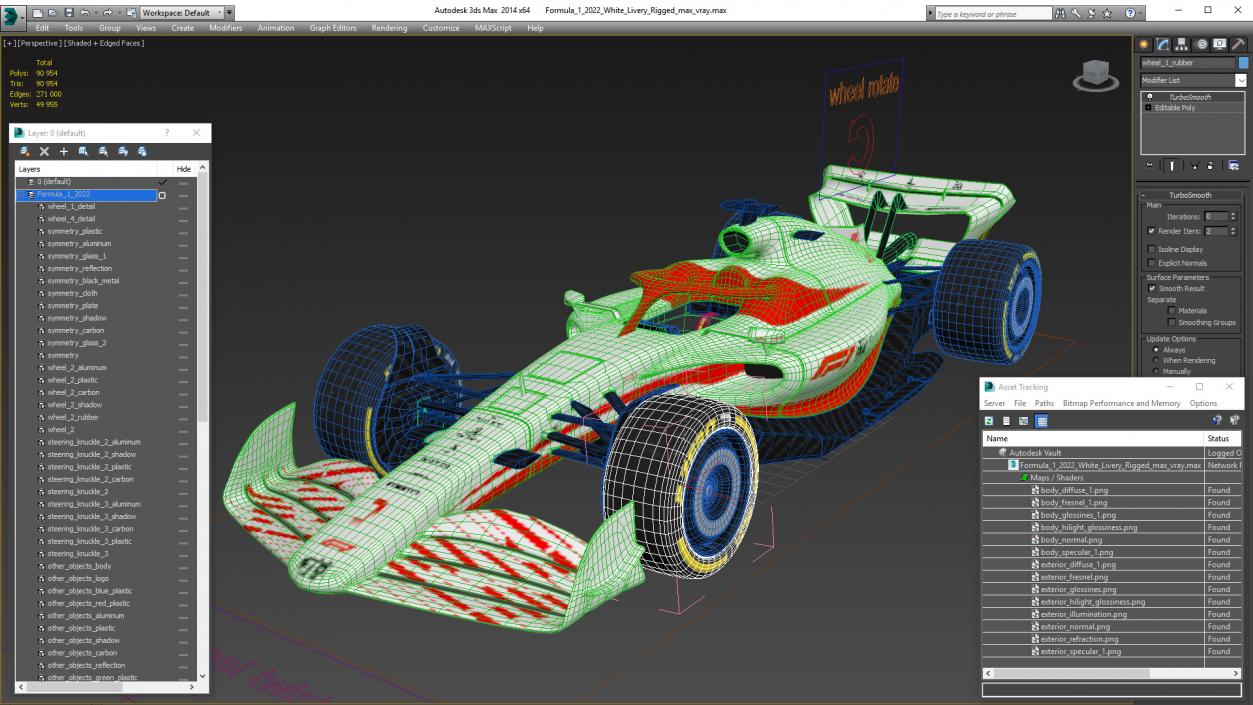 Formula 1 2022 White Livery Rigged 3D model