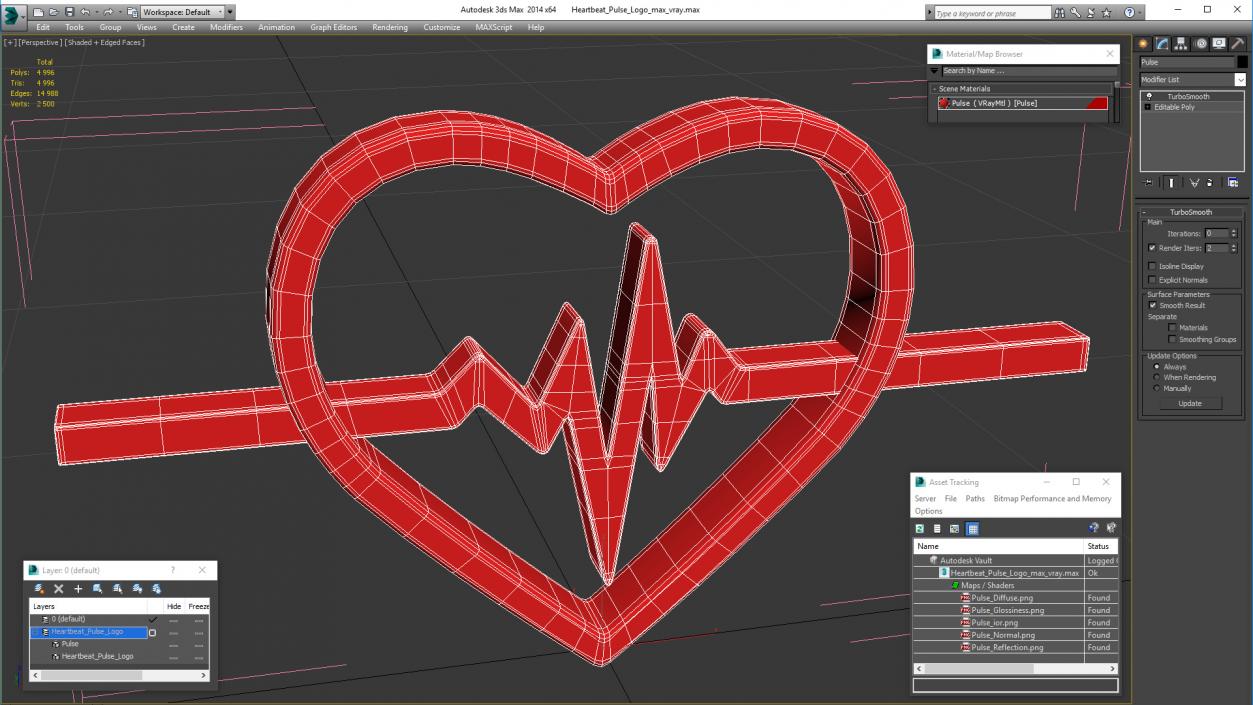 3D model Heartbeat Pulse Logo