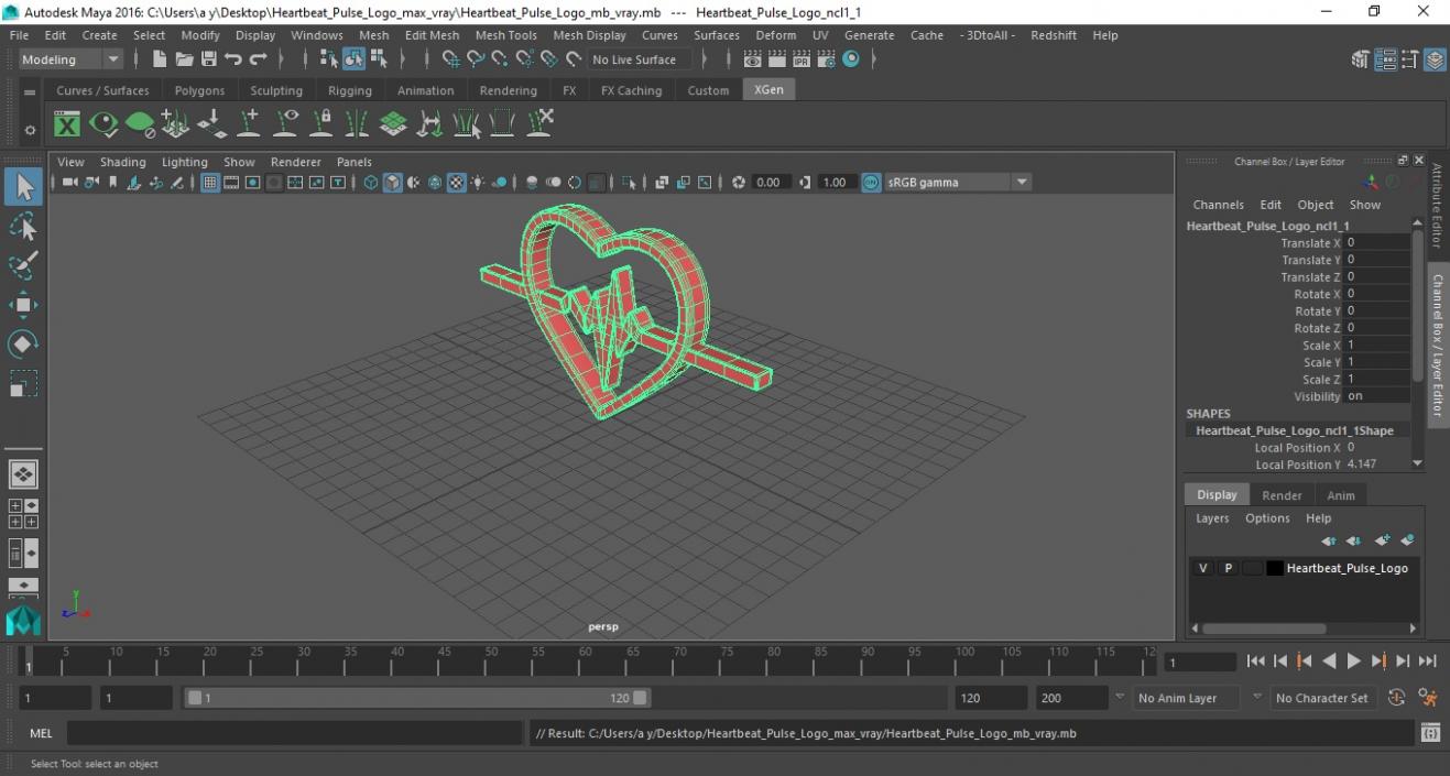 3D model Heartbeat Pulse Logo