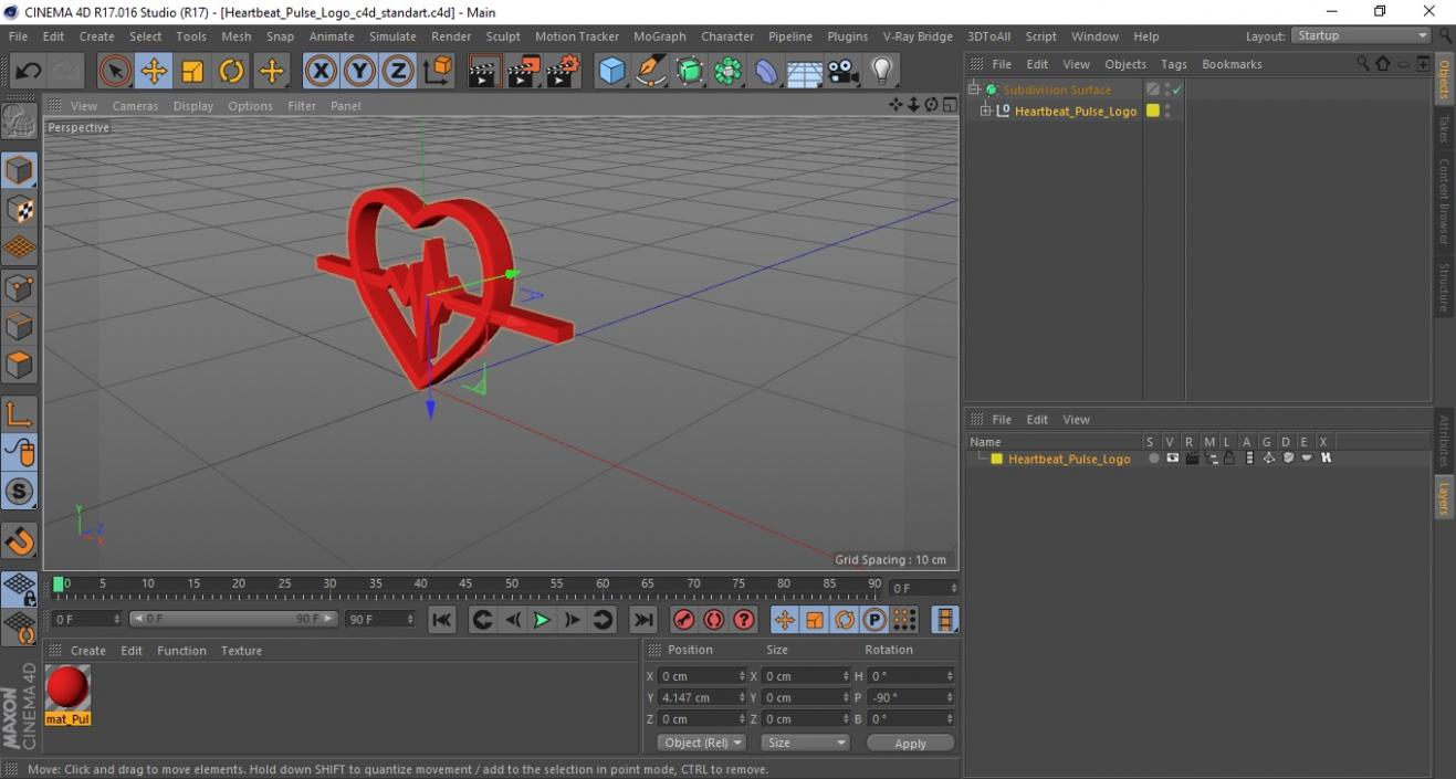 3D model Heartbeat Pulse Logo