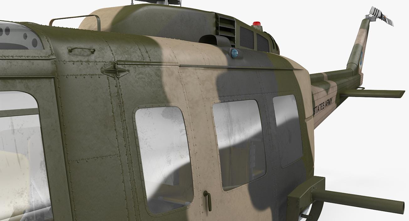 3D model Bell UH-1 Iroquois Camo Rigged