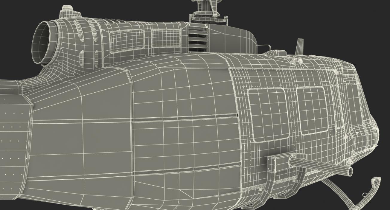 3D model Bell UH-1 Iroquois Camo Rigged