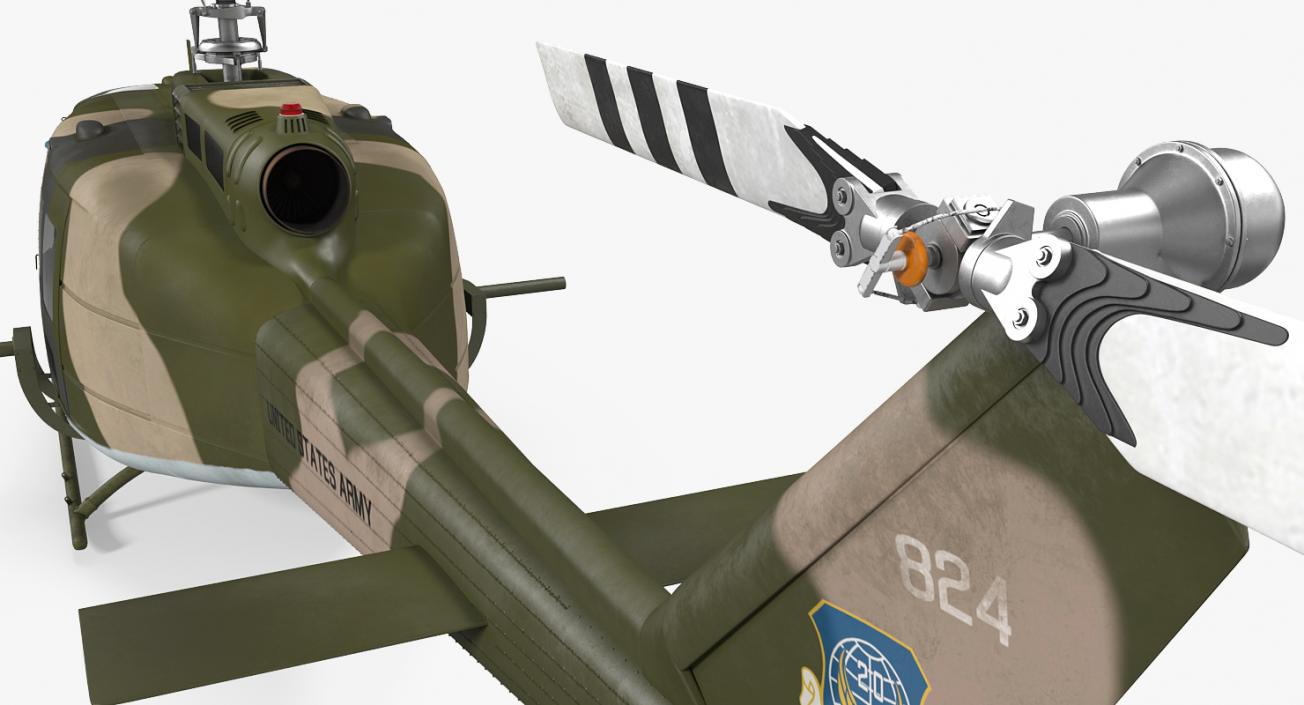 3D model Bell UH-1 Iroquois Camo Rigged