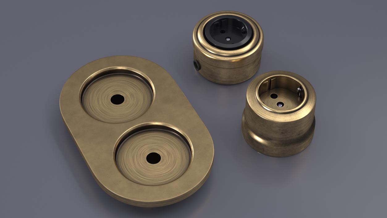 Retro Brass Sockets 3D model