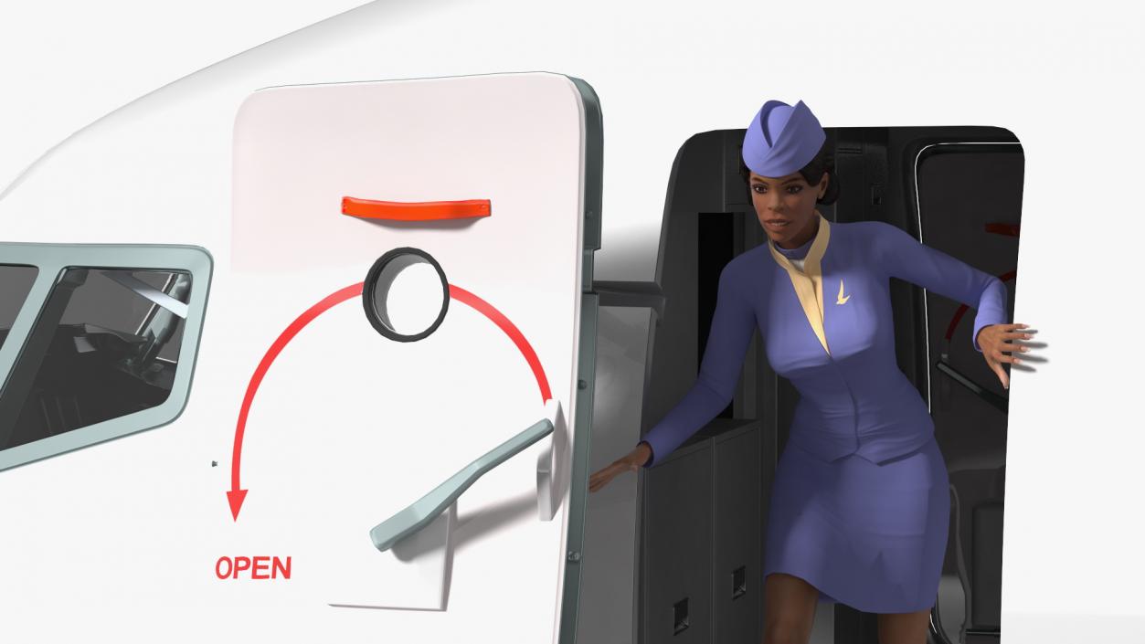 Airplane Evacuating People Simple Interior 3D