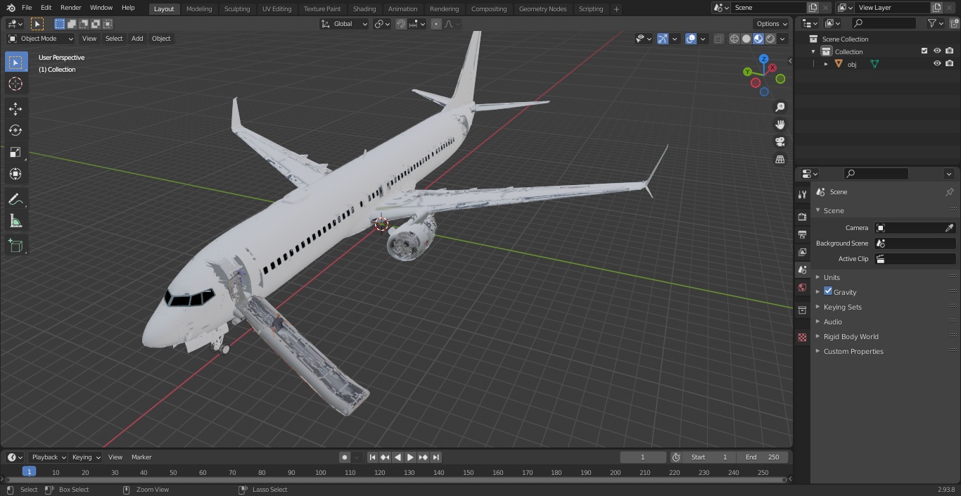 Airplane Evacuating People Simple Interior 3D