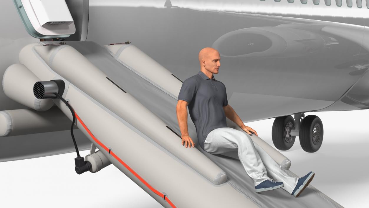 Airplane Evacuating People Simple Interior 3D