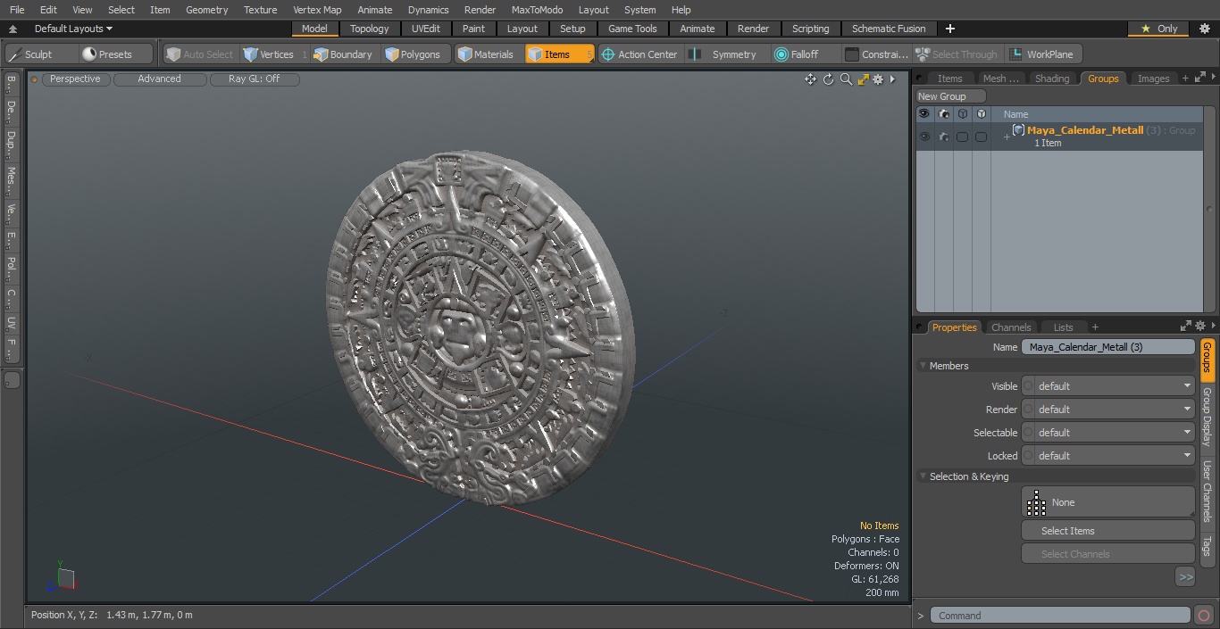 3D model Maya Calendar Metall