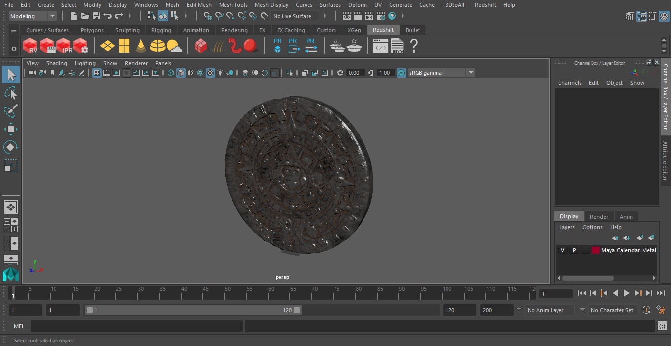 3D model Maya Calendar Metall