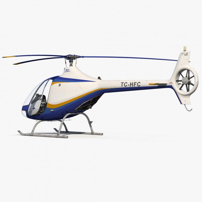 3D Training Helicopter Guimbal Cabri G2 Rigged model