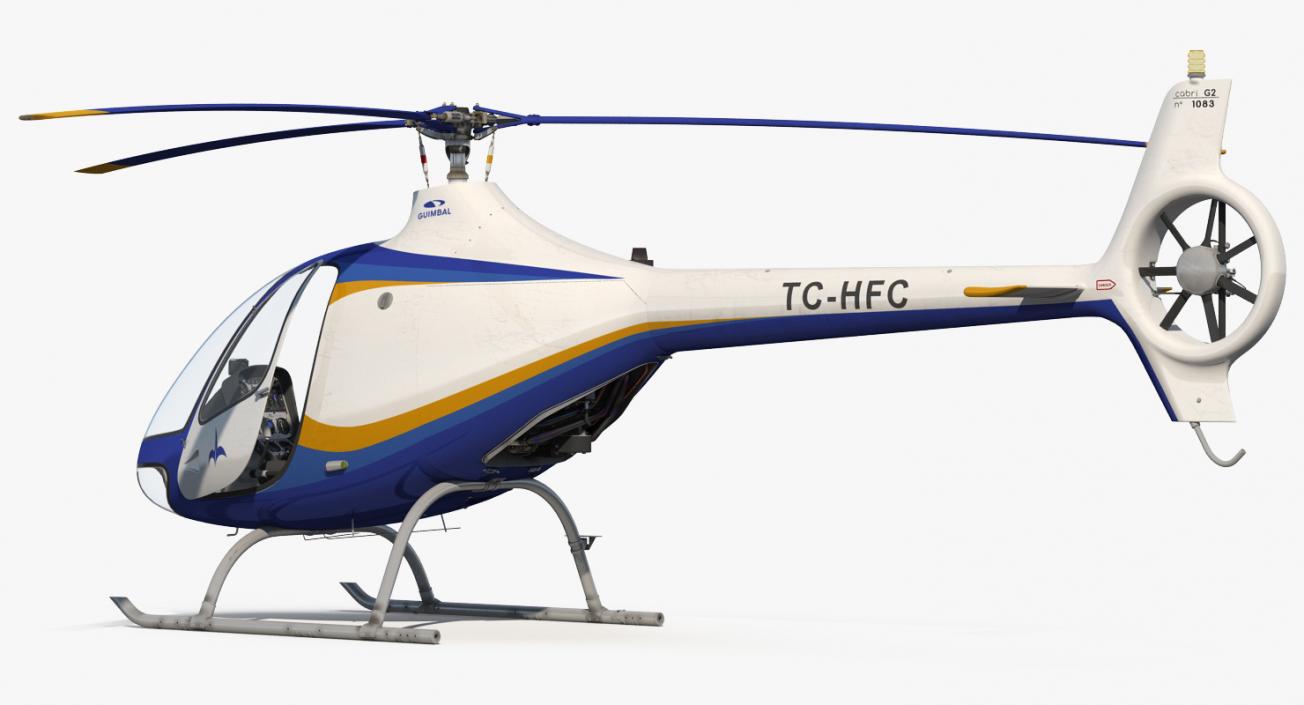 3D Training Helicopter Guimbal Cabri G2 Rigged model