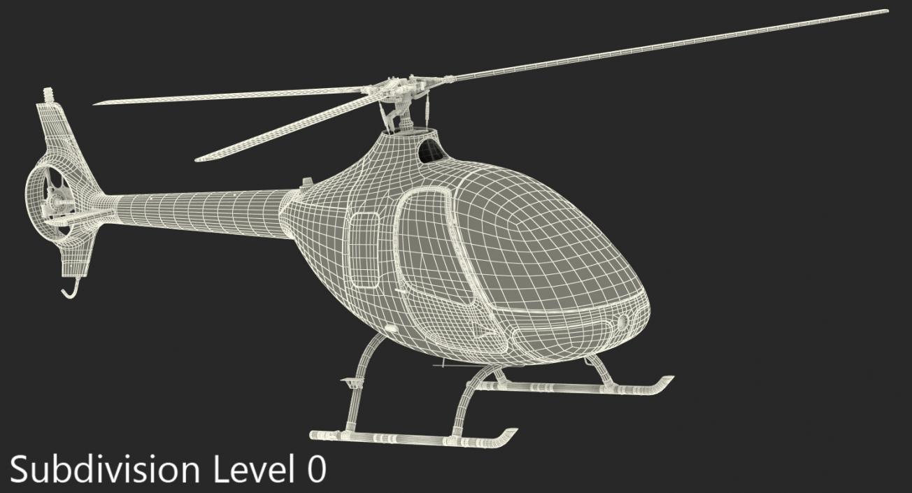 3D Training Helicopter Guimbal Cabri G2 Rigged model