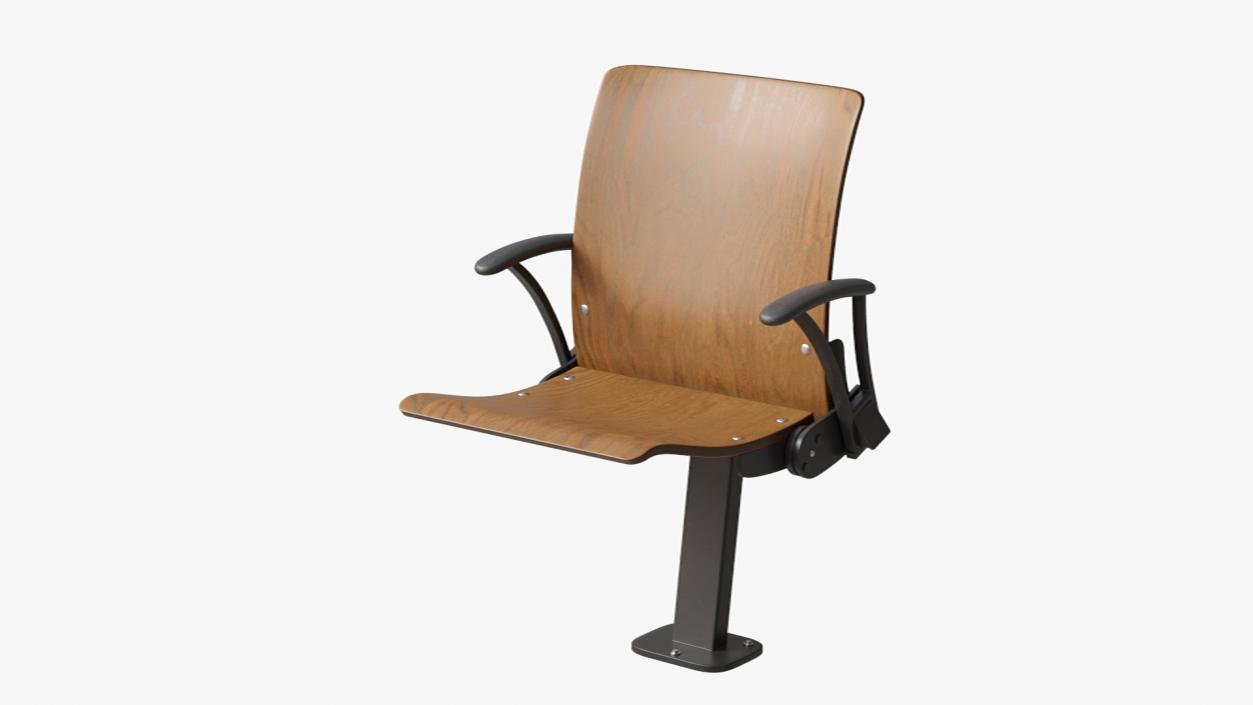 3D Auditorium Chair Dark Wood