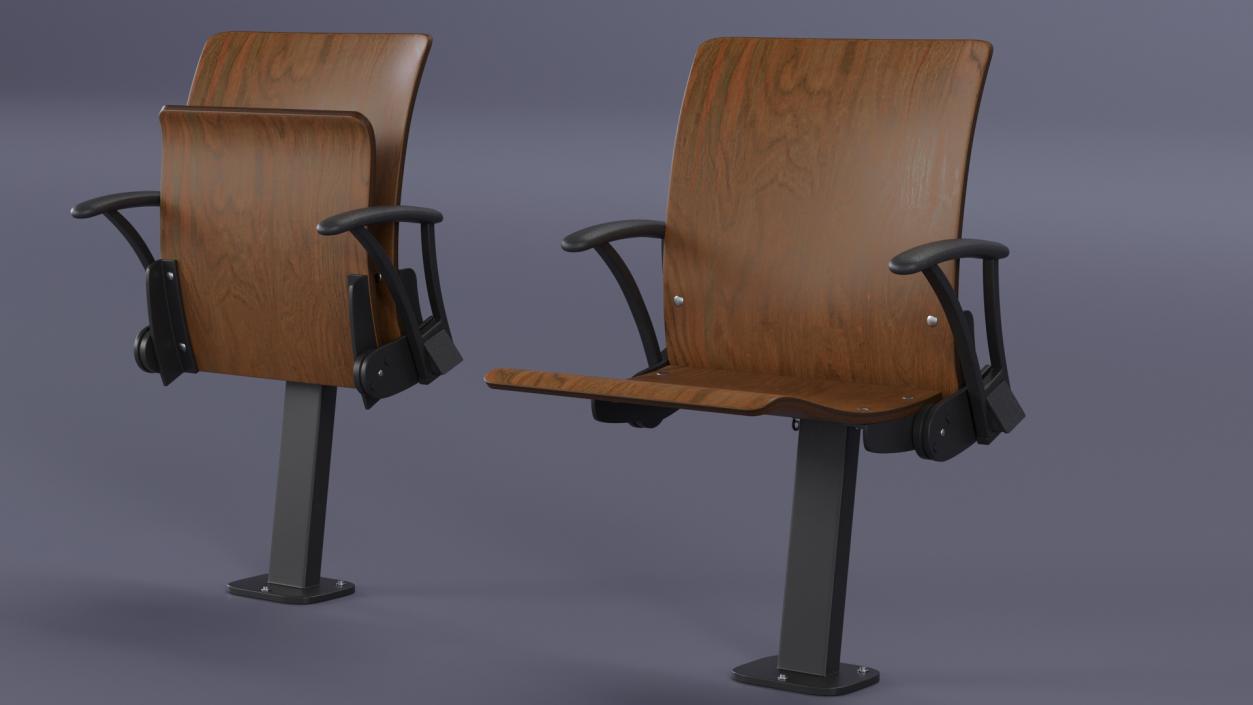 3D Auditorium Chair Dark Wood