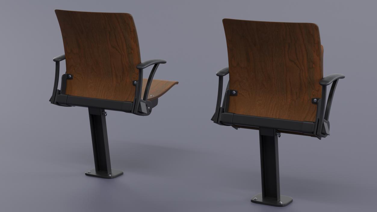 3D Auditorium Chair Dark Wood