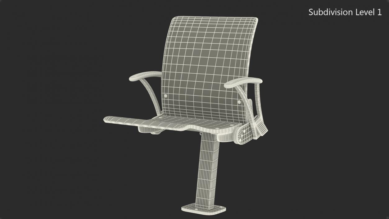 3D Auditorium Chair Dark Wood