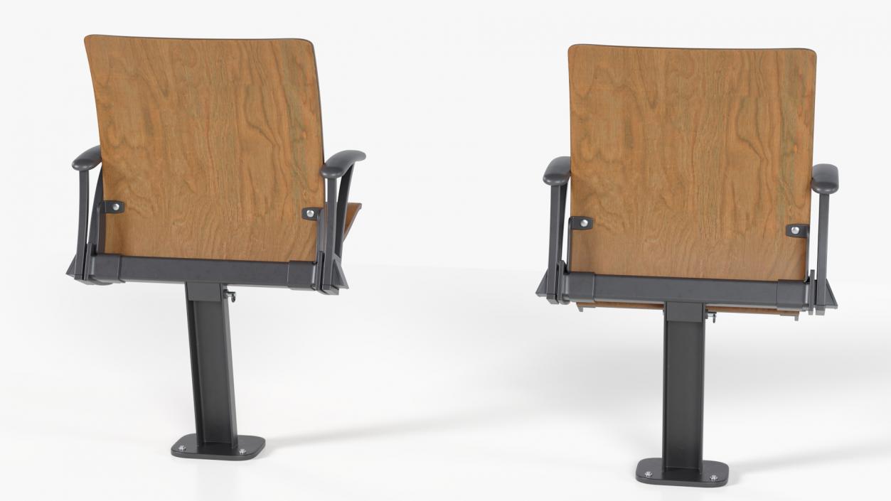 3D Auditorium Chair Dark Wood