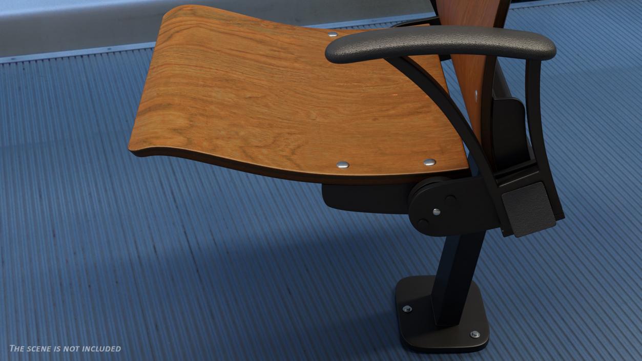 3D Auditorium Chair Dark Wood