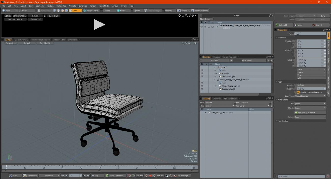 Conference Chair with no Arms Grey 3D model